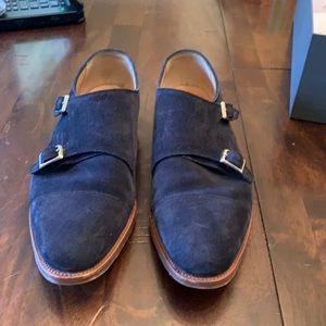 Alfred Sargent monk strap shoes in purple suade.